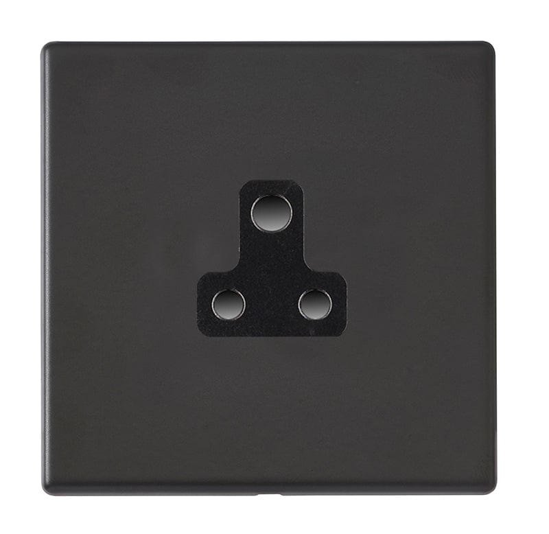 Hamilton Hartland G2 5A 1 Gang Screwless Unswitched Double Pole Round Pin Socket - Matt Black  - 7G2MBUS5B, Image 1 of 1