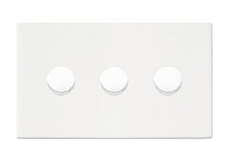 Hamilton Hartland G2 100W 3 Gang 2 Way Screwless Push On/Off Rotary LED Dimmer Switch - Matt White  - 7G2MW3XLEDITB100