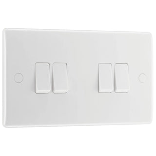 BG 800 Series 10A 10AX 4 Gang 2 Way Light Switch - White  - 844
