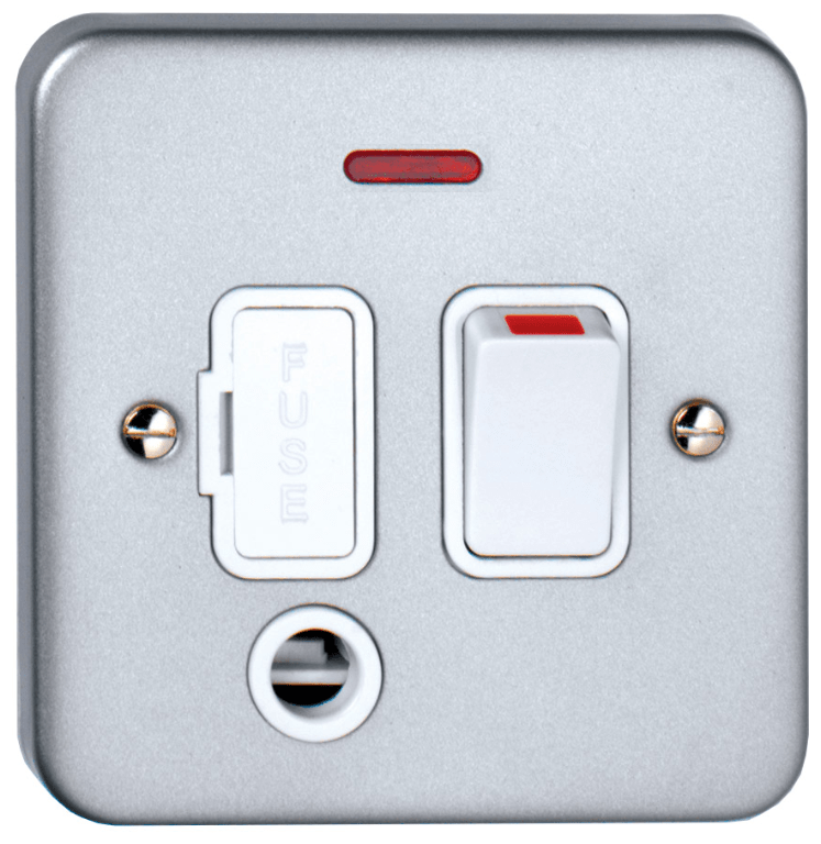 Deta Metal Clad 13A Switched Spur With Flex Outlet & Neon & Back Box With Knockouts - M1212FL, Image 1 of 1