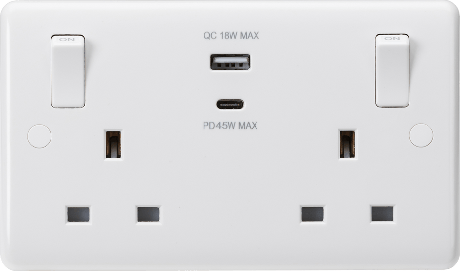 Knightsbridge CU9002 13A 2G Presa commutata con bilancieri fuoribordo e doppia USB (A+C) 5V DC 4.8A condivisa Knightsbridge CU9002 13A 2G Presa commutata con bilancieri fuoribordo e doppia USB (A+C) 5V DC 4.8A condivisa