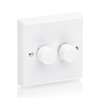 Aurora 2 Gang 2W 250VA Dimmer Switch White - AU-DSP252
