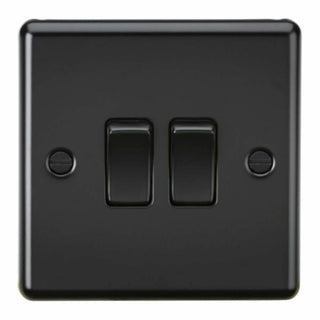 Knightsbridge 10AX 2G 2 Way Plate Switch - Matt Black - CL3MBB