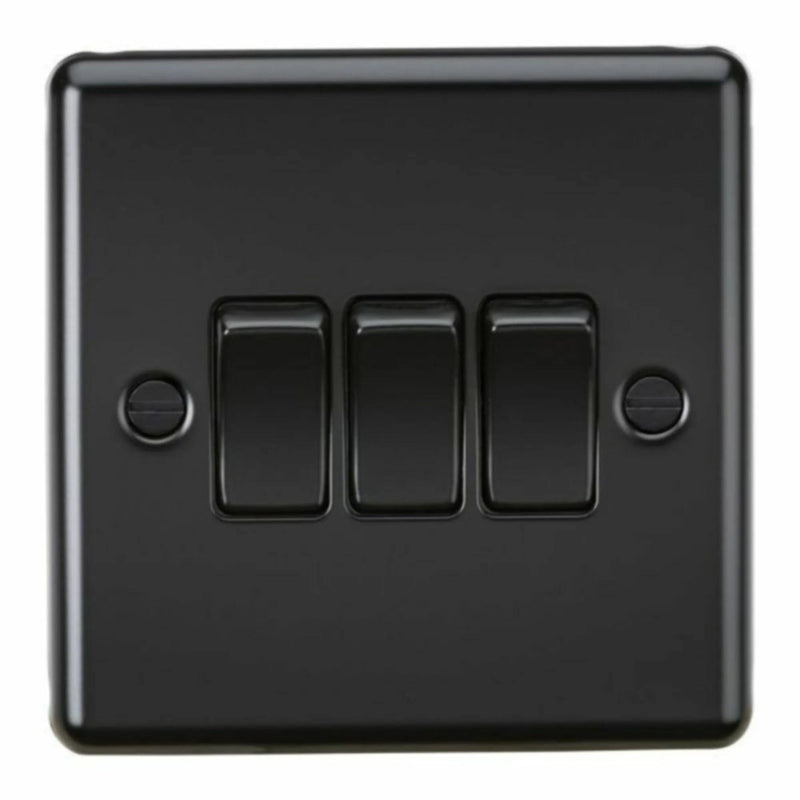 Knightsbridge 10AX 3G 2 Way Plate Switch - Matt Black - CL4MBB, Image 1 of 1