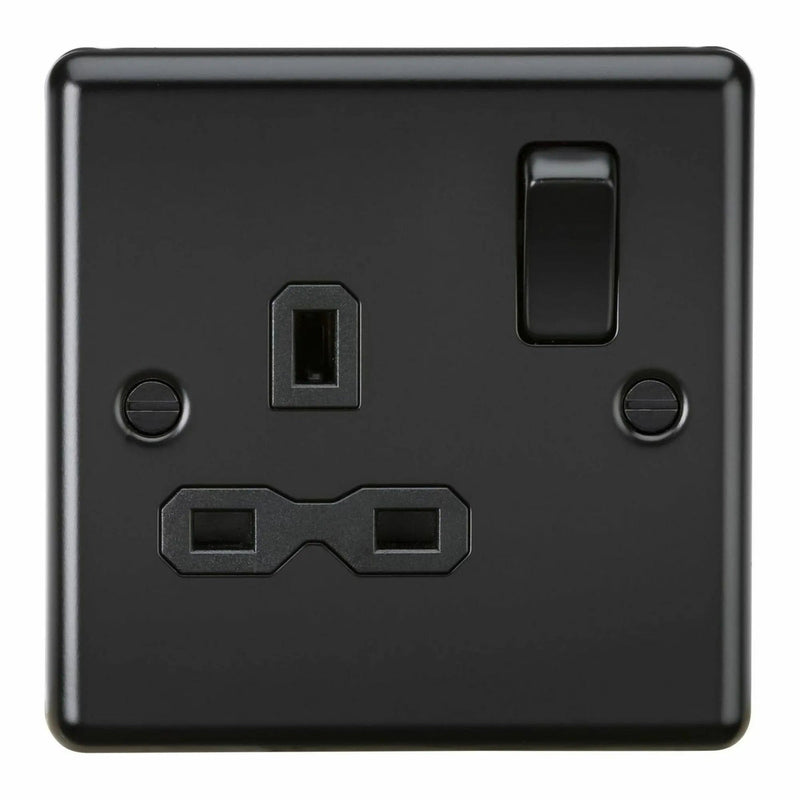 Knightsbridge 13A 1G DP Switched Socket - Matt Black - CL7MBB, Image 1 of 1