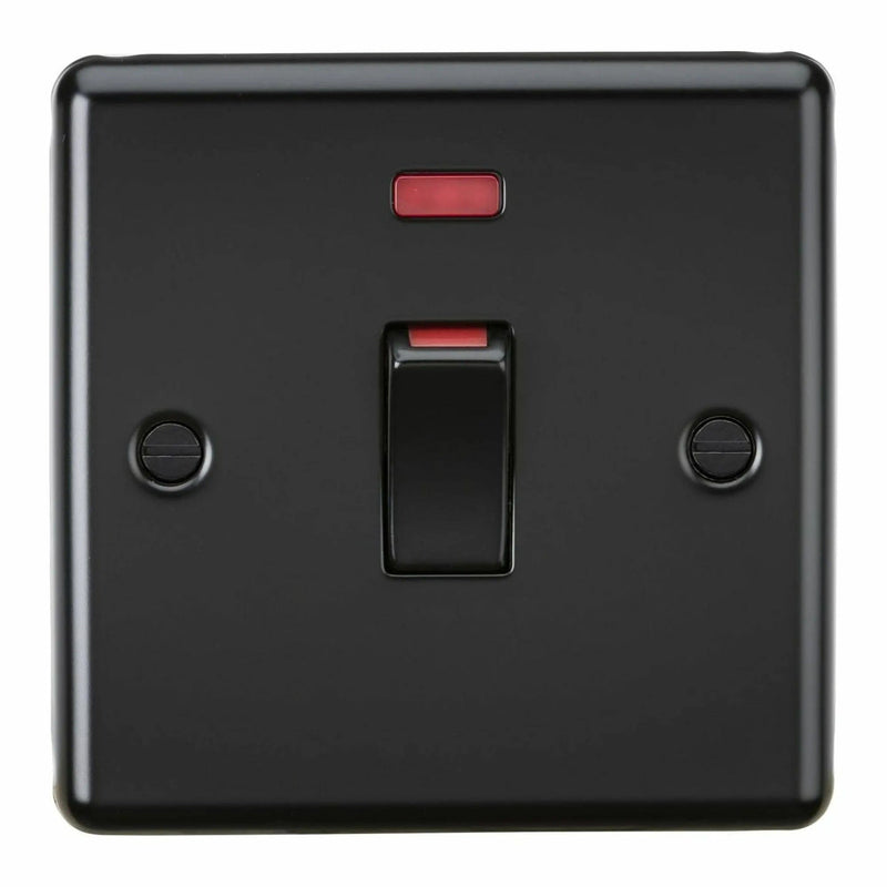 Knightsbridge 45A 1G DP Switch with neon - Matt Black - CL81MNMBB, Image 1 of 1