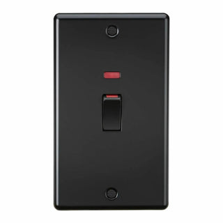 Knightsbridge 45A 2G DP Switch with neon - Matt Black - CL82MNMBB