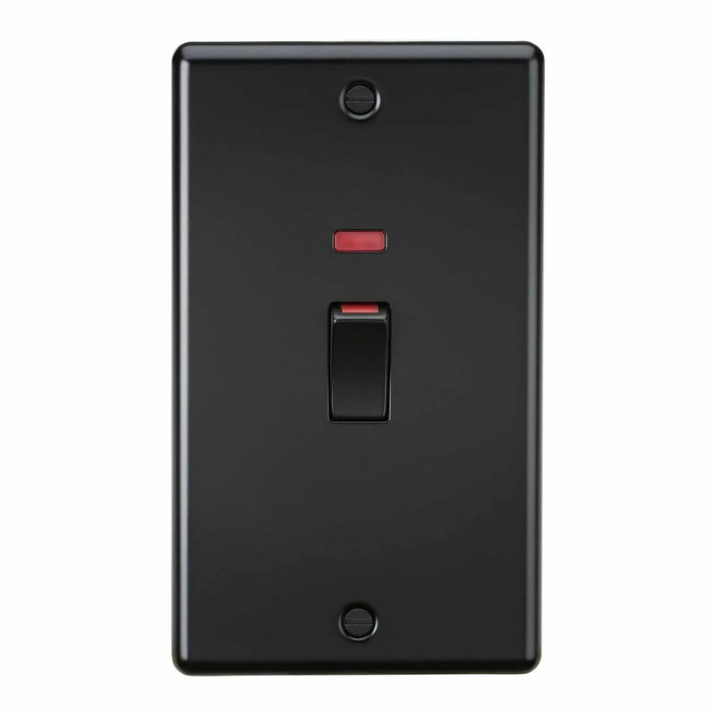 Knightsbridge 45A 2G DP Switch with neon - Matt Black - CL82MNMBB, Image 1 of 1