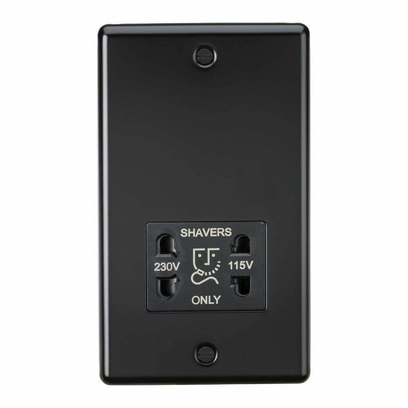 Knightsbridge 115-230V Dual Voltage Shaver Socket - Matt Black - CL89MB, Image 1 of 1