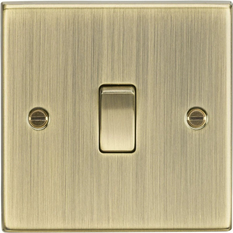 Knightsbridge 10AX 1G 2-Way Plate Switch - Square Edge Antique Brass - CS2AB, Image 1 of 1
