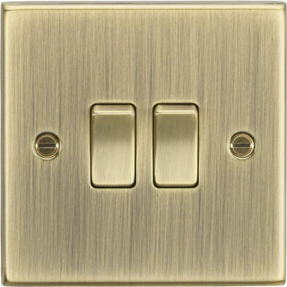 Knightsbridge 10AX 2G 2 Way Plate Switch - Square Edge Antique Brass - CS3AB