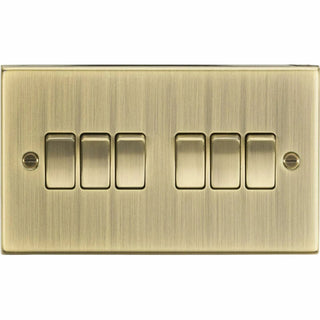 Knightsbridge 10AX 6G 2 Way Plate Switch - Square Edge Antique Brass - CS42AB
