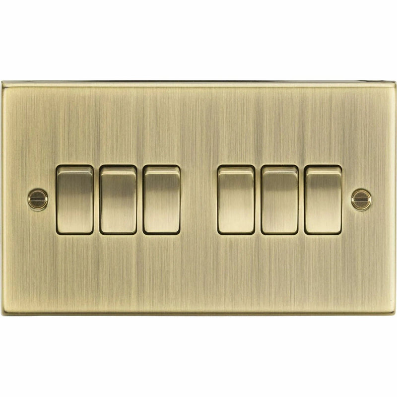 Knightsbridge 10AX 6G 2 Way Plate Switch - Square Edge Antique Brass - CS42AB, Image 1 of 1
