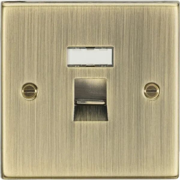 Knightsbridge RJ45 Network Outlet - Square Edge Antique Brass - CS45AB, Image 1 of 1