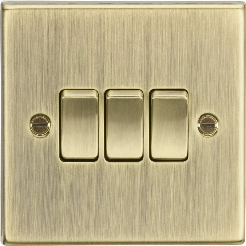 Knightsbridge 10AX 3G 2 Way Plate Switch - Square Edge Antique Brass - CS4AB, Image 1 of 1