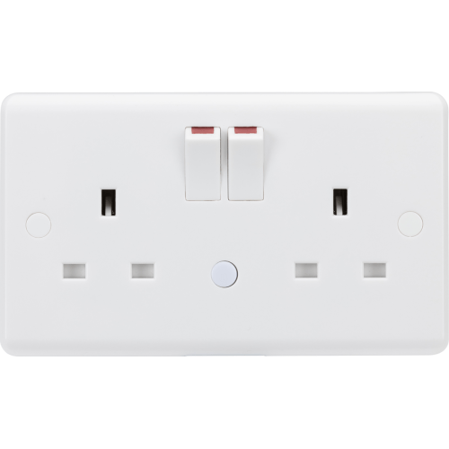 Knightsbridge 13A 2G DP switched socket with night light function - White - CU9NL, Image 1 of 1