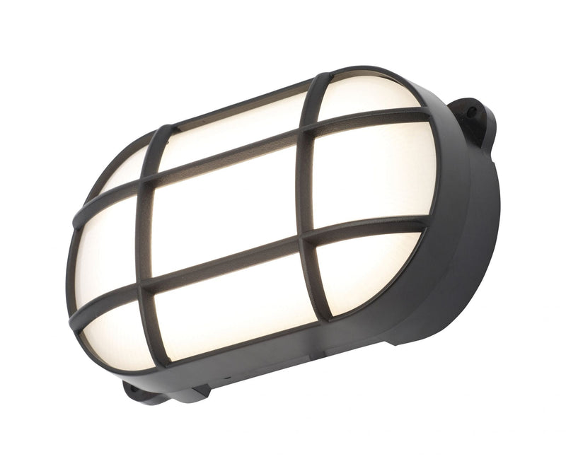 Forum Capella 8W LED Oval Grid Bulkhead IP65 - Black - CZ-34026-BLK, Image 1 of 1