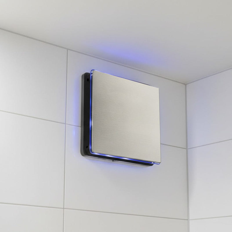 Knightsbridge 100mm/4 inch LED Backlit Extractor Fan with Humidistat and Overrun Timer - Black and Stainless Steel - EX004H, Image 2 of 3