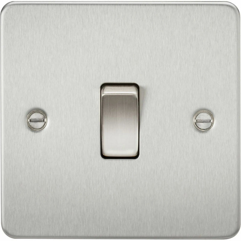 Knightsbridge Flat Plate 10AX 1G 2 Way Switch - Brushed Chrome - FP2000BC, Image 1 of 1