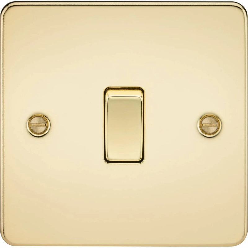 Knightsbridge Flat Plate 10AX 1G 2 Way Switch - Polished Brass - FP2000PB, Image 1 of 1