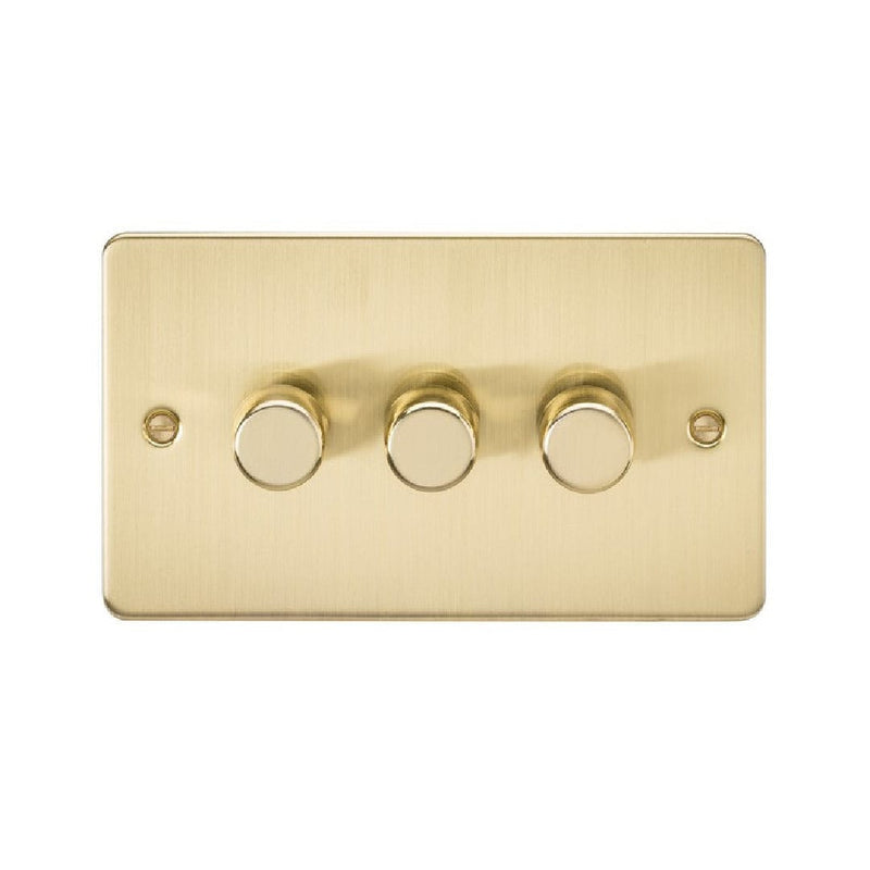 Knightsbridge Flat Plate 3G 2 way 10-200W (5-150W LED) trailing edge dimmer - Brushed Brass - FP2183BB, Image 1 of 1