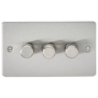 Knightsbridge Flat Plate 3G 2 way 10-200W (5-150W LED) trailing edge dimmer - Brushed Chrome - FP2183BC
