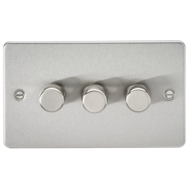 Knightsbridge Flat Plate 3G 2 way 10-200W (5-150W LED) trailing edge dimmer - Brushed Chrome - FP2183BC, Image 1 of 1