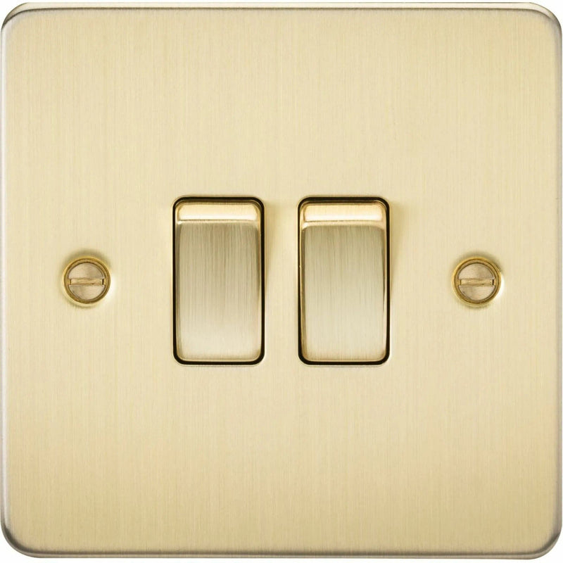 Knightsbridge Flat Plate 10AX 2G 2-way switch - brushed brass - FP3000BB, Image 1 of 1