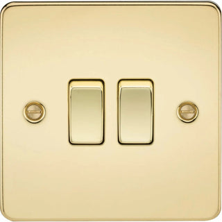 Knightsbridge Flat Plate 10AX 2G 2-way switch - polished brass - FP3000PB