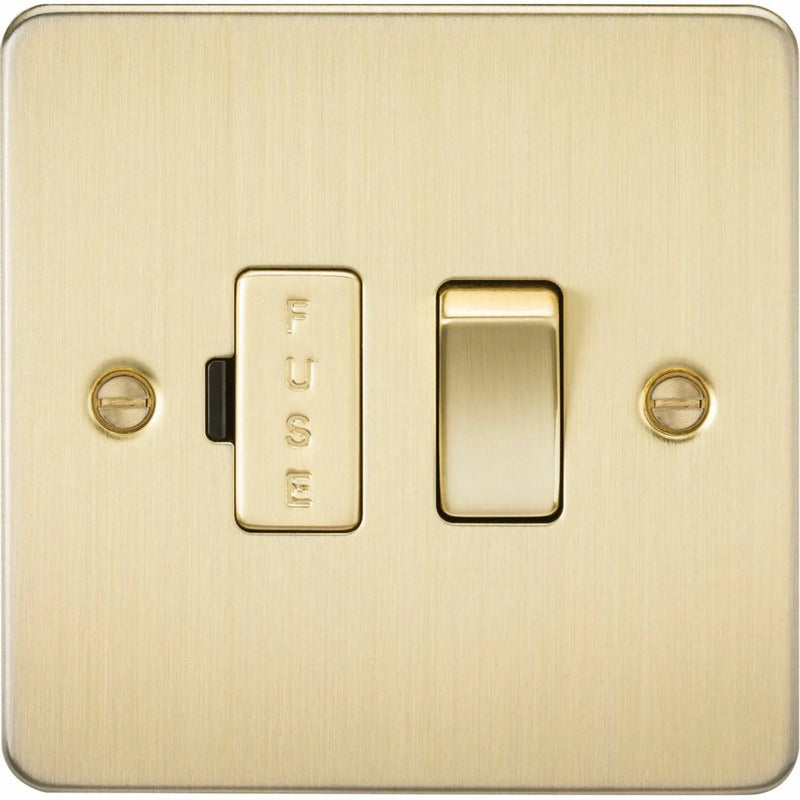 Knightsbridge Flat Plate 13A switched fused spur unit - brushed brass - FP6300BB, Image 1 of 1