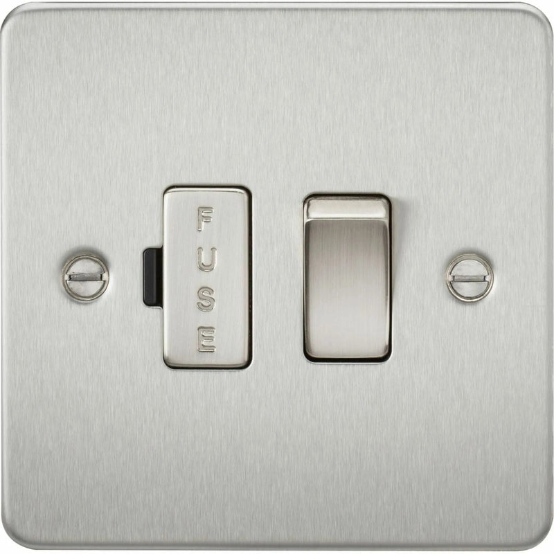 Knightsbridge Flat Plate 13A switched fused spur unit - brushed chrome - FP6300BC, Image 1 of 1