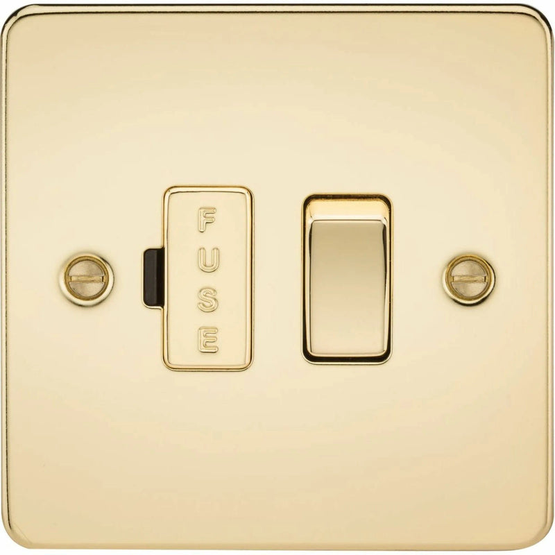 Knightsbridge Flat Plate 13A switched fused spur unit - polished brass - FP6300PB, Image 1 of 1