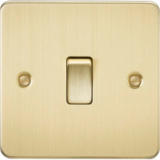 Knightsbridge Flat Plate 20A 1G DP switch - brushed brass - FP8341BB