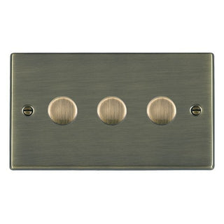 Hamilton Hartland 100W 3 Gang 2 Way Push On/Off Rotary LED Dimmer Switch - Antique Brass   - 793XLEDITB100