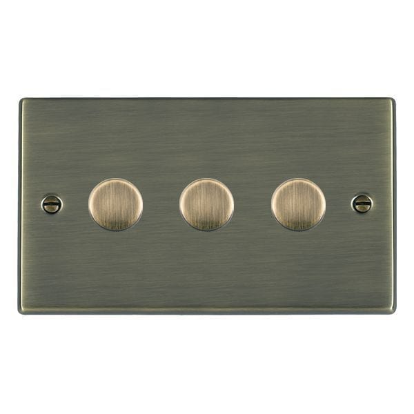 Hamilton Hartland 100W 3 Gang 2 Way Push On/Off Rotary LED Dimmer Switch - Antique Brass   - 793XLEDITB100, Image 1 of 1