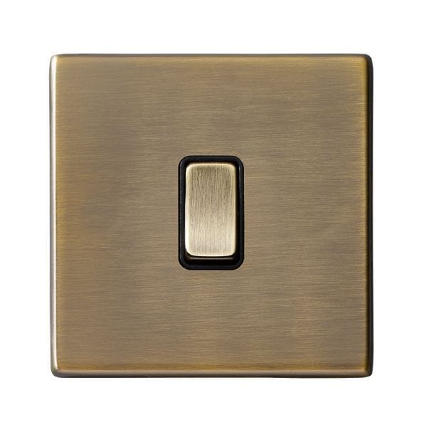 Hamilton Hartland CFX 10A 1 Gang Screwless Intermediate Light Switch - Antique Brass/Black Inserts  - 79CR31AB-B, Image 1 of 1
