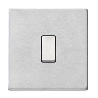 Hamilton Hartland G2 10AX 1 Gang 2 Way Screwless Light Switch - Satin Steel with Black Insert  - 7G24R21SS-B