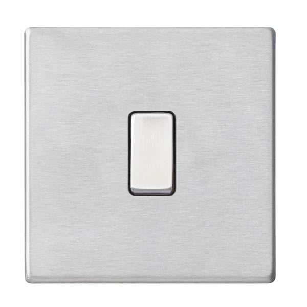 Hamilton Hartland G2 10AX 1 Gang 2 Way Screwless Light Switch - Satin Steel with Black Insert  - 7G24R21SS-B, Image 1 of 1