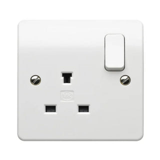 MK Logic Plus 13A 1 Gang Double Pole T Shaped Earthed Pin Switched Socket - White  - K1257WHI