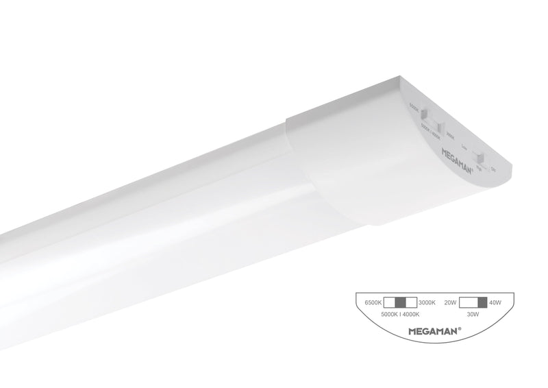 Megaman Tono 3 1800mm Colour & Wattage Selectable Batten, White, Image 1 of 3