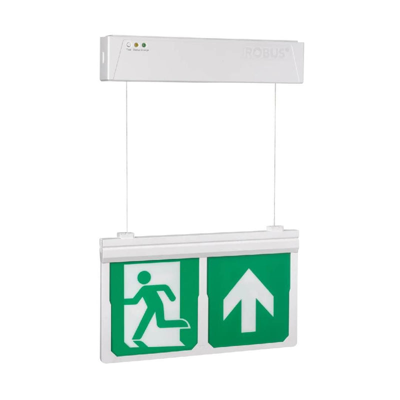 Robus Blade Express 3.5W Dual Test Suspended Exit Sign IP20 White - RBE4DT-01, Image 1 of 1