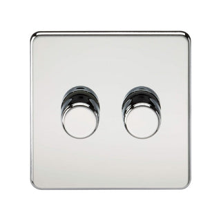 Knightsbridge Screwless 2G 2-way 10-200W (5-150W LED) trailing edge dimmer - Polished Chrome - SF2182PC