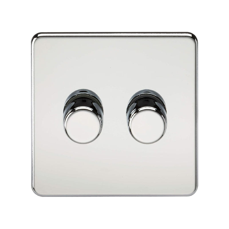 Knightsbridge Screwless 2G 2-way 10-200W (5-150W LED) trailing edge dimmer - Polished Chrome - SF2182PC, Image 1 of 1