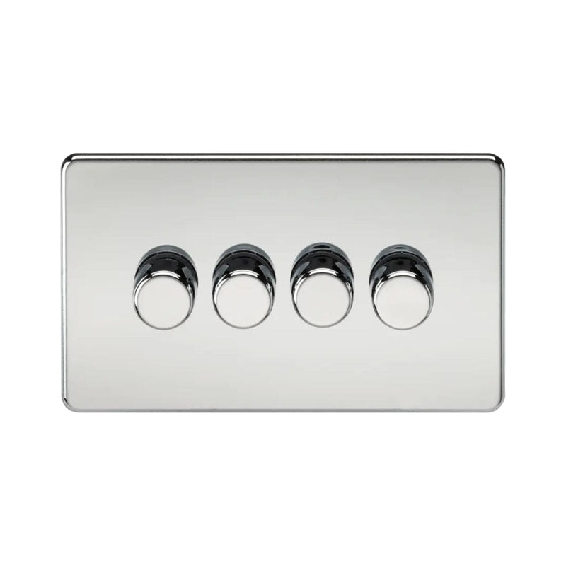 Knightsbridge Screwless 4G 2-way 10-200W (5-150W LED) trailing edge dimmer - Polished Chrome - SF2184PC, Image 1 of 1