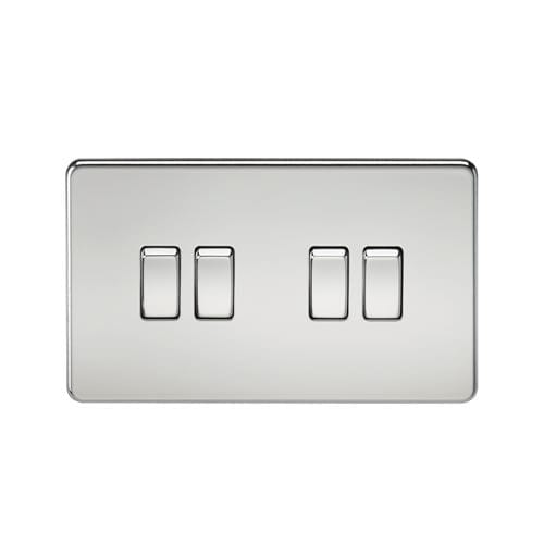 Knightsbridge Screwless 10AX 4G 2-Way Switch - Polished Chrome - SF4100PC, Image 1 of 1