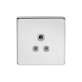 Knightsbridge Screwless 5A Unswitched Socket - Polished Chrome with Grey Insert - SF5APCG