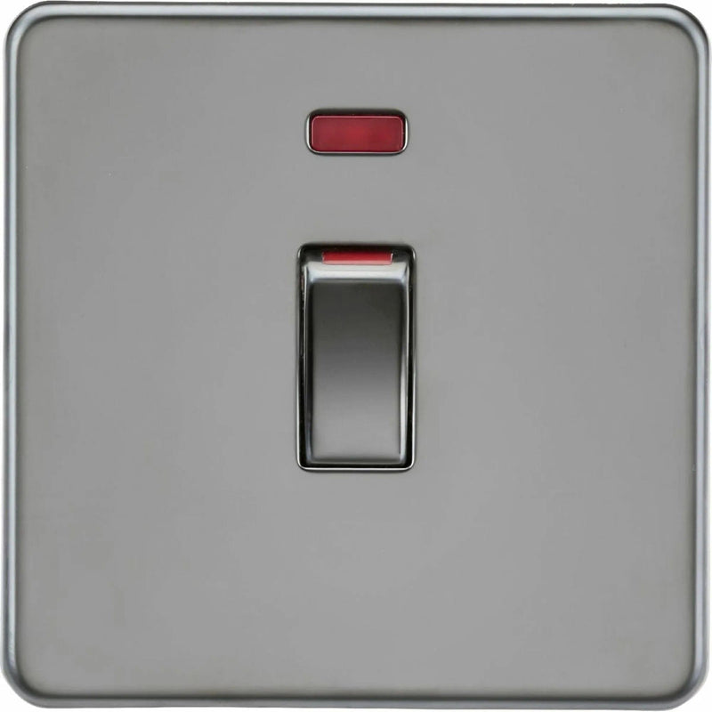 Knightsbridge 45A 1G DP switch with neon - black nickel - SF81MNBN, Image 1 of 1