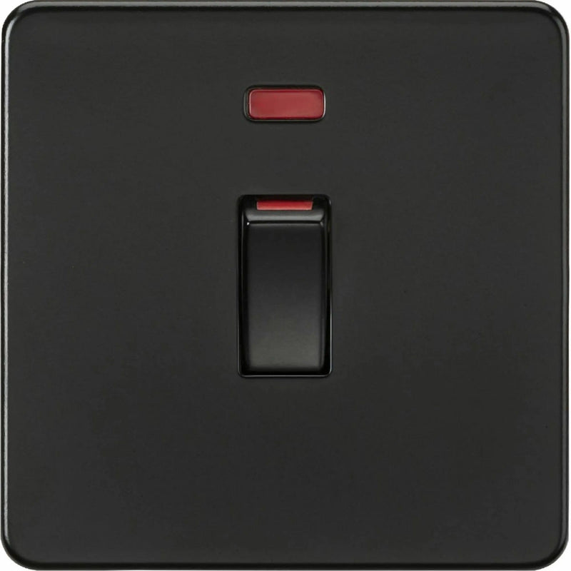 Knightsbridge 45A 1G DP switch with neon - matt black - SF81MNMBB, Image 1 of 1