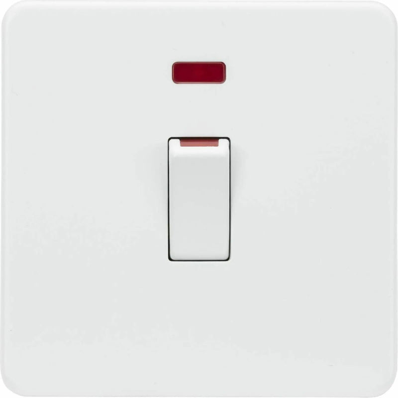 Knightsbridge 45A 1G DP switch with neon - matt white - SF81MNMW, Image 1 of 1