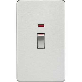 Knightsbridge 45A 2G DP switch with neon - brushed chrome - SF82MNBC